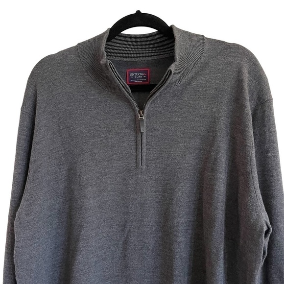 UNTUCKit Belguardo Merino Wool Quarter-Zip, Dark Gray, Size XL - Picture 6 of 10